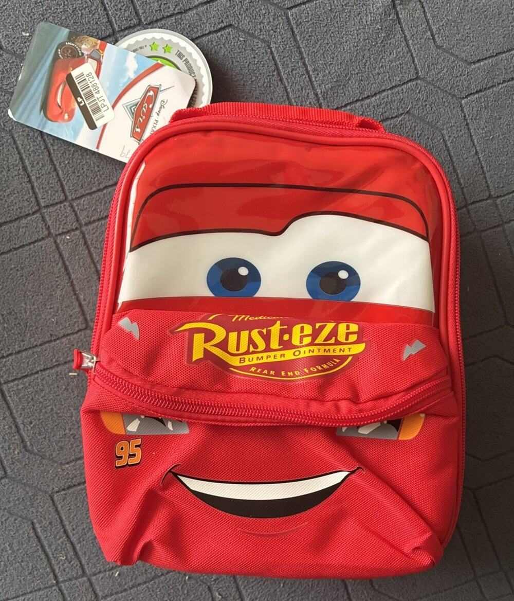 Disney/Pixar Cars Lightning McQueen Red Insulated BPA Free Zipper Lunch Bag